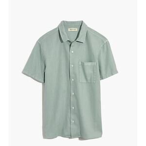 Madewell Linen-Cotton Easy Camp Shirt Sage mist Size Small Pocket Button Up NEW